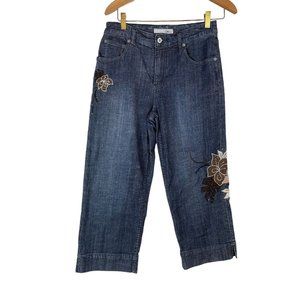 Chico's Blue Floral Embroidered cropped Jeans
